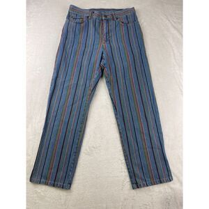 Lauren Ralph Lauren Straight Jeans Women's Size 4P Blue Striped Denim 5-Pockets